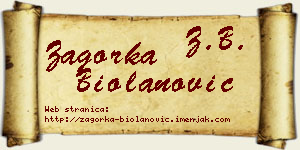 Zagorka Biolanović vizit kartica